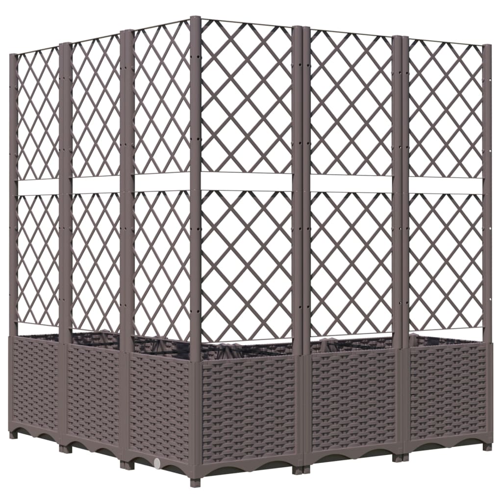 vidaXL Jardinera con enrejado PP marrón 120x120x136 cm