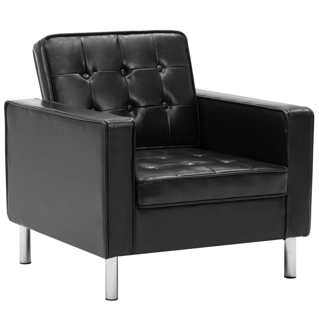 vidaXL Sillón de cuero sintético Negro, Blanco, Sillon Dormitorio Sillon Comodos Silla Relax Sillón Sofá