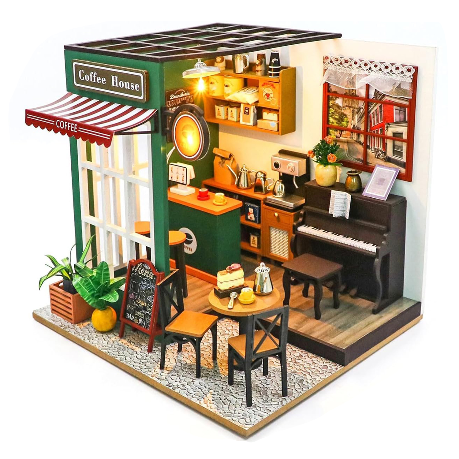 DAM. Café de la tarde. Maqueta 3D realista con gran detalle y luces led. 22x19x20cm.