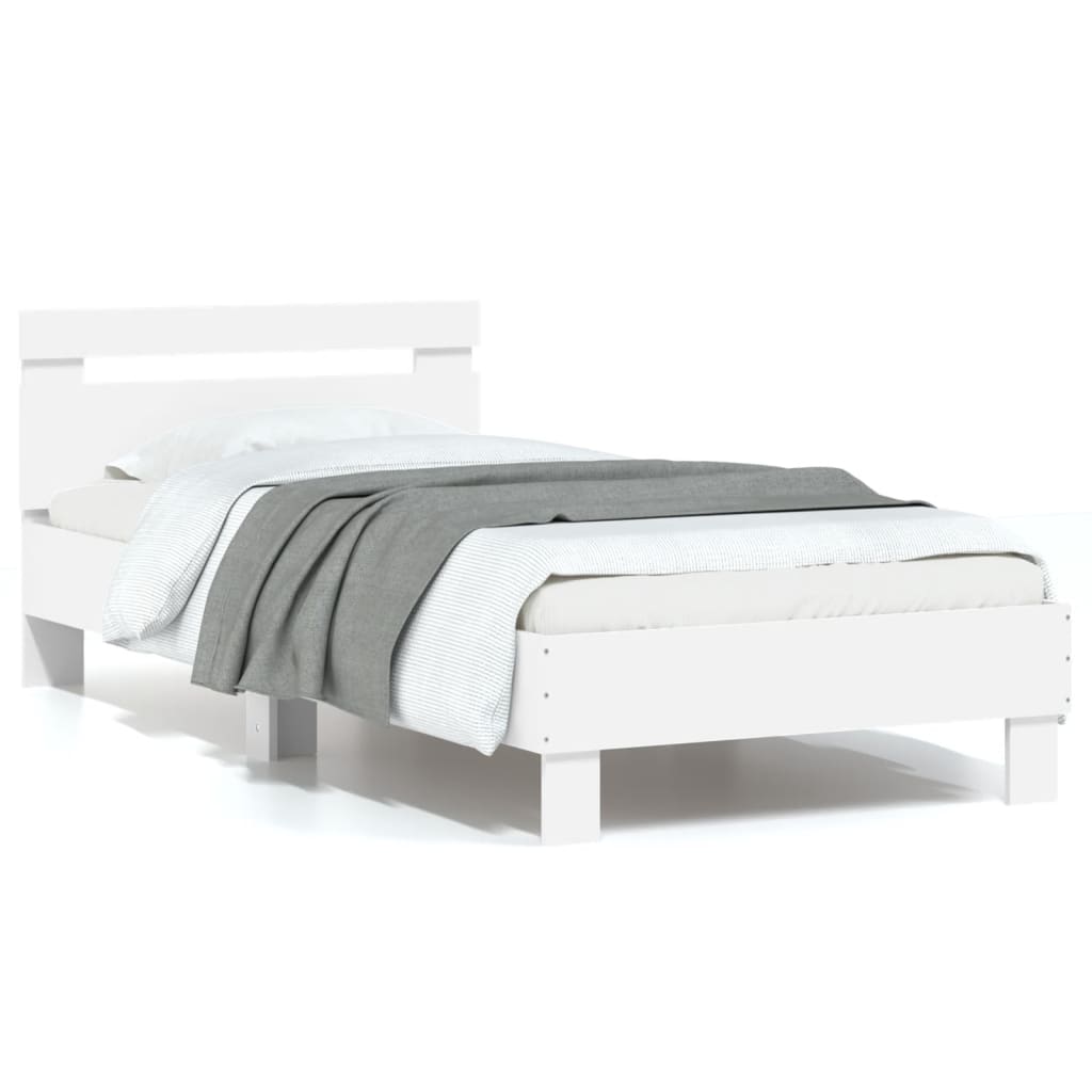 vidaXL Estructura cama con cabecero madera ingeniería blanco 90x200 cm