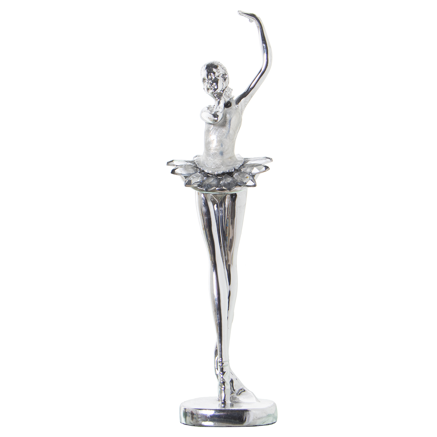 Figura resina bailarina plateada 8x7x30cm