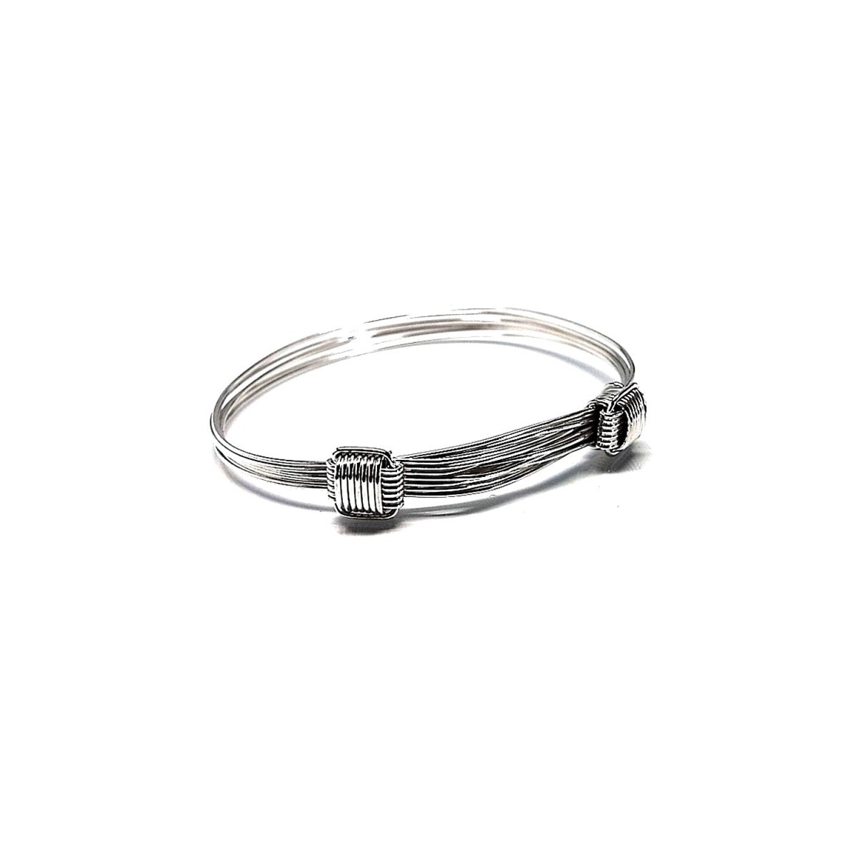 Pulsera plata Ley 925m caballero extensible 7 hilos nudo cierre 65 mm..