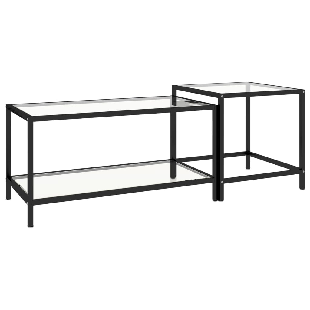 Vidaxl Mesita de Centro de Vidrio Templado Transparente y Negro