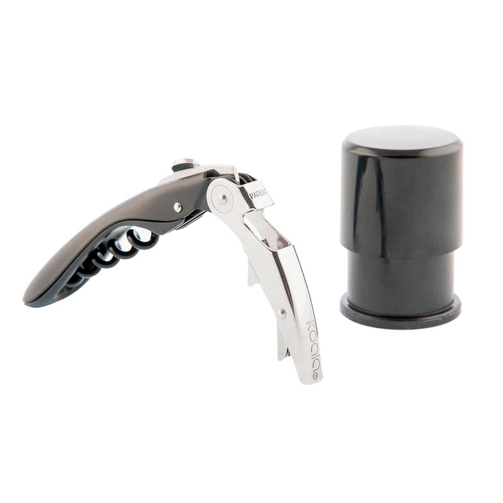 KOALA Bodega - Kit Accesorios para Vino con Sacacorchos y Tapón de Vacío, Negro