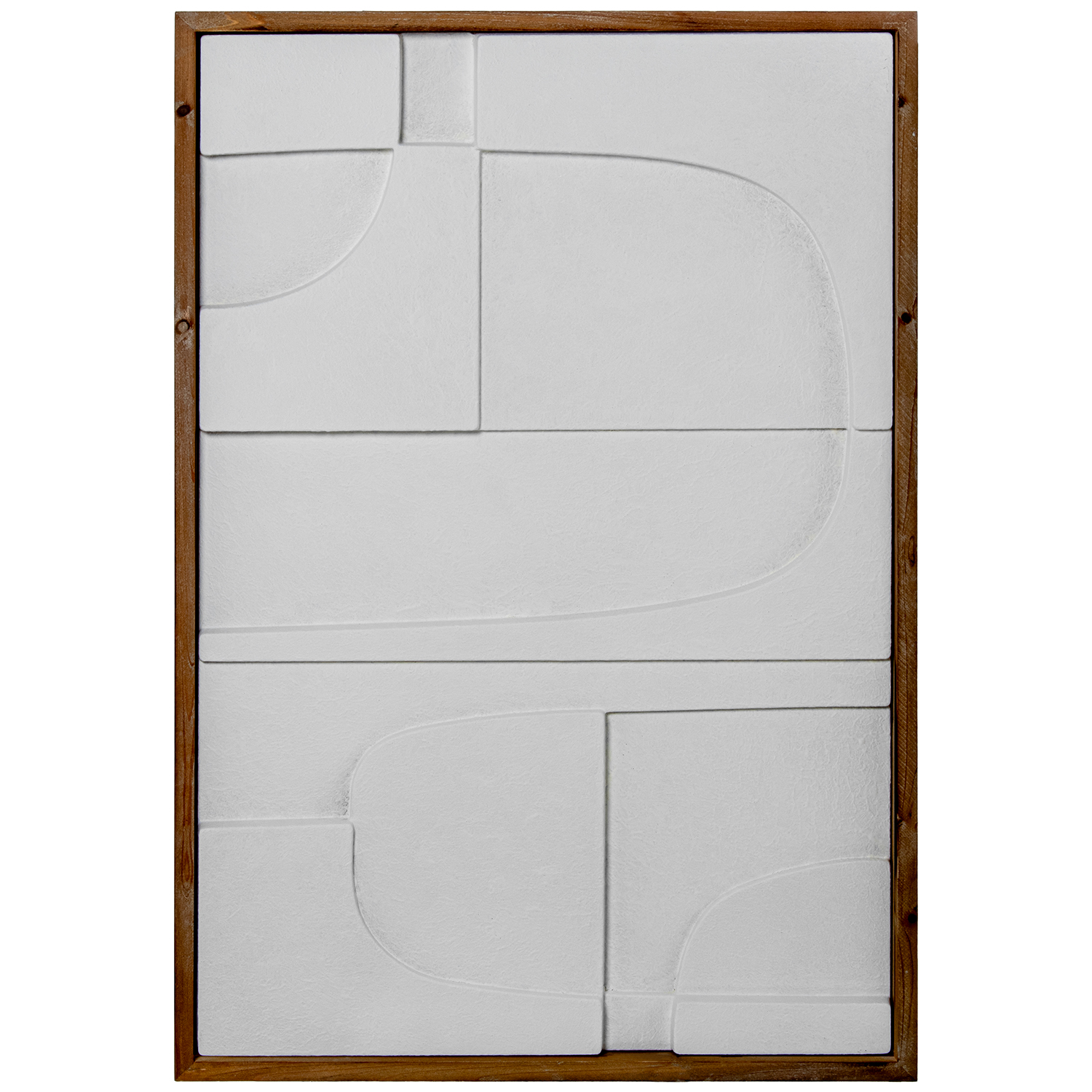 Cuadro madera abstracto blanco con marco natural 59x4x87cm