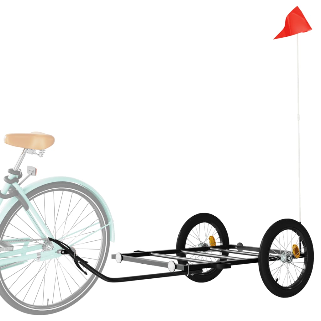 vidaXL Remolque para Bicicletas de Carga Maletas Carrito para Bici Hierro Negro Dimensiones 122 x 53 x 28 cm, 126 x 63 x 34 cm, 135 x 68 x 37 cm