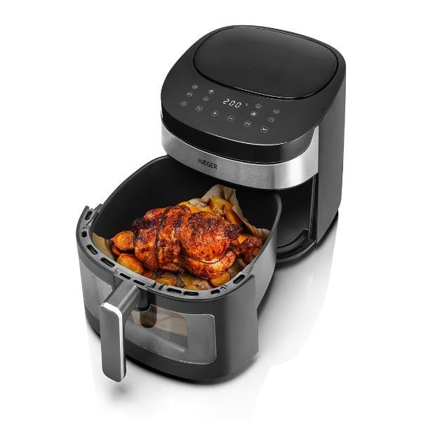 HAEGER Freidora Digital sin Aceite Air Banquet - 8 L, 8 Programas, Pantalla Digital,1800W