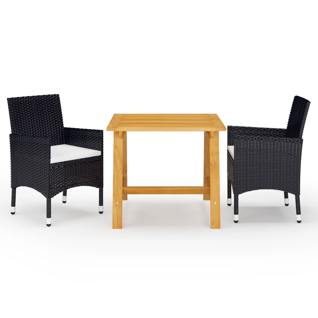 vidaXL Juego de comedor de jardín de 3 piezas negro