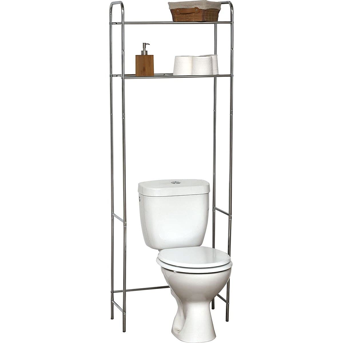 TIENDA EURASIA® Estanteria Baño Encima WC - Estanteria Metalica de 2 Baldas Universal Adaptable a Todos los WC