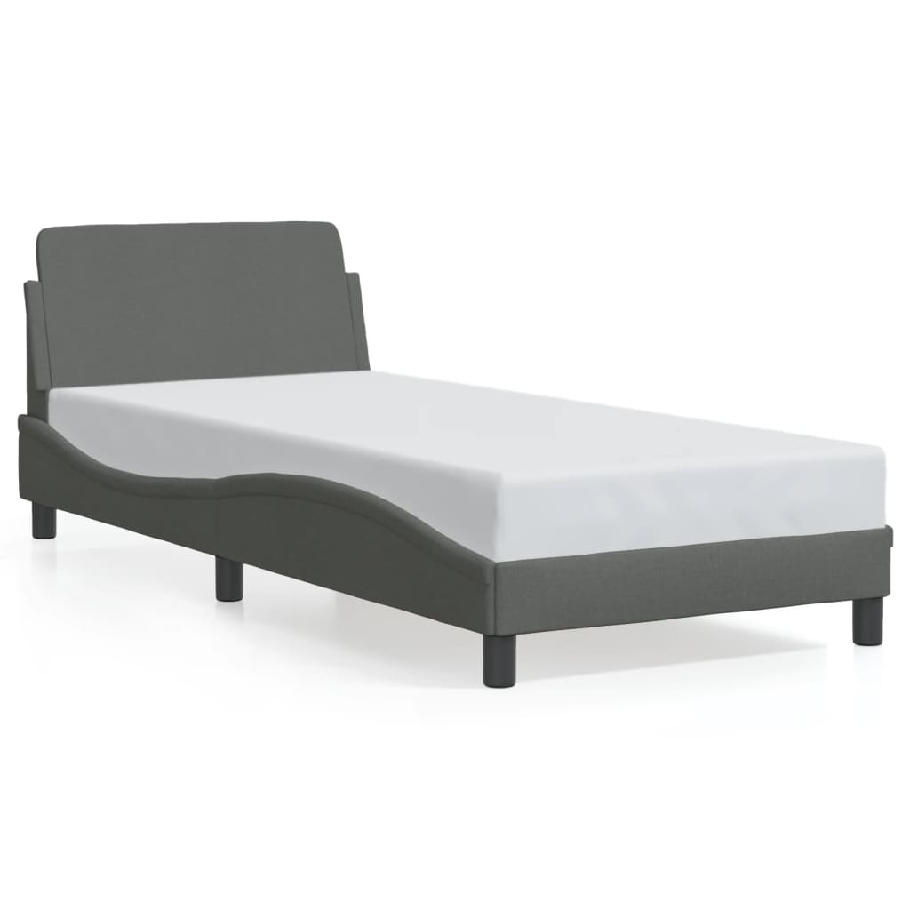 vidaXL Estructura de cama Dover tela gris oscuro 90x190 cm