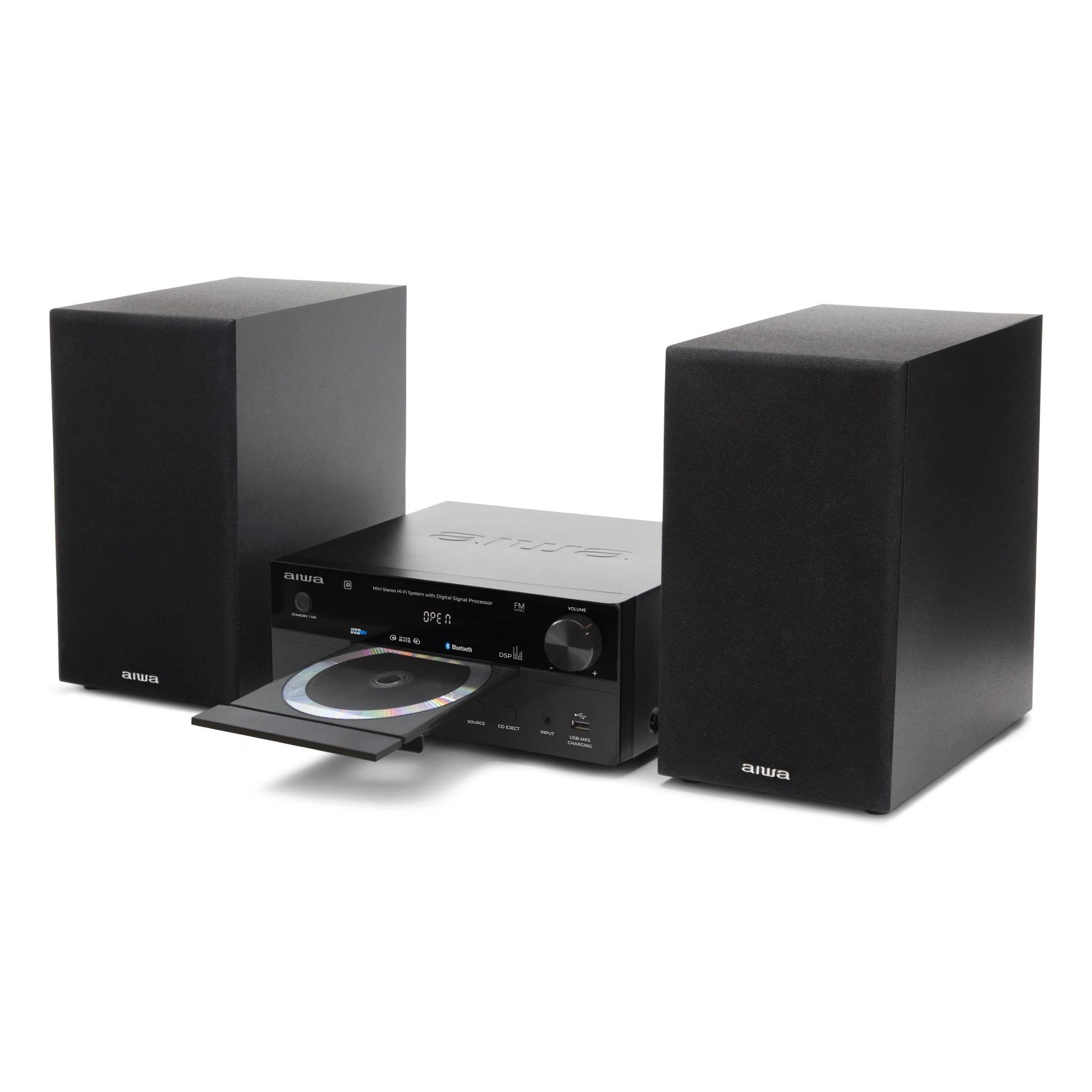 Aiwa - Sistema Hi-Fi MSBTU-550BK con reproductor de CD, Bluetooth y USB 2.0, 50 W, altavoces estéreo, color negro