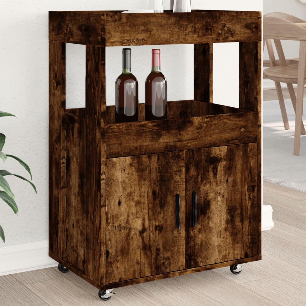vidaXL Carrito de bar madera de ingeniería 60x39,5x89 cm en color Gris hormigón/Blanco/Gris sonoma y más