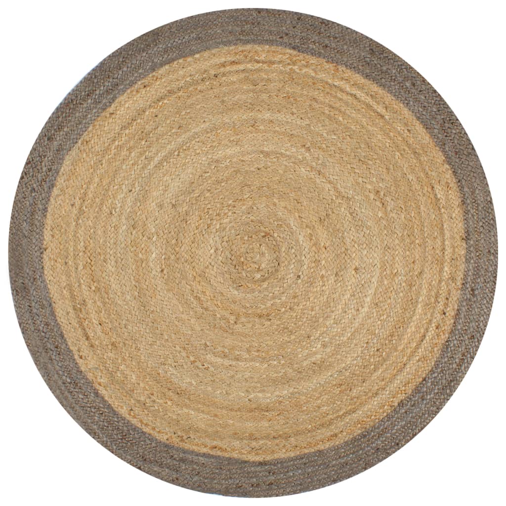 Vidaxl Alfombra Hecha a Mano de Yute con Borde Gris 150 Cm