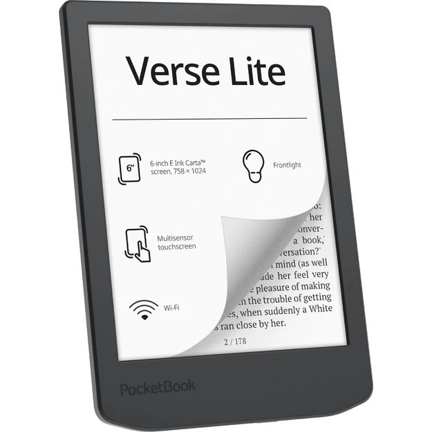 Libro Electrónico (eBook) 6" Pulgadas E Ink Carta POCKETBOOK READERS PB619-T-WW  | Pantalla táctil, Wifi, GRIS MEDIANOCHE