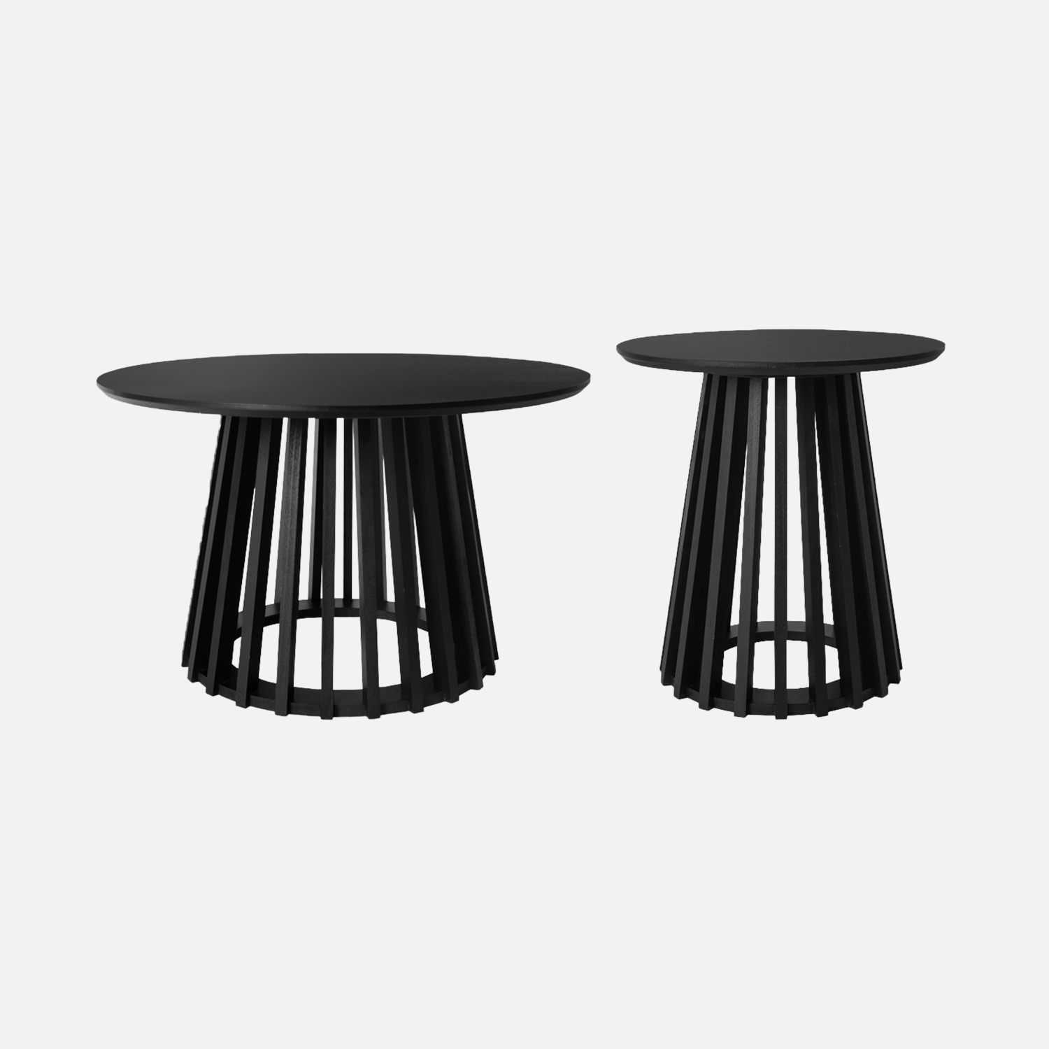 sweeek - Mesas de centro redondas de efecto madera y abeto, set de 2 , Clara , 60x60x38