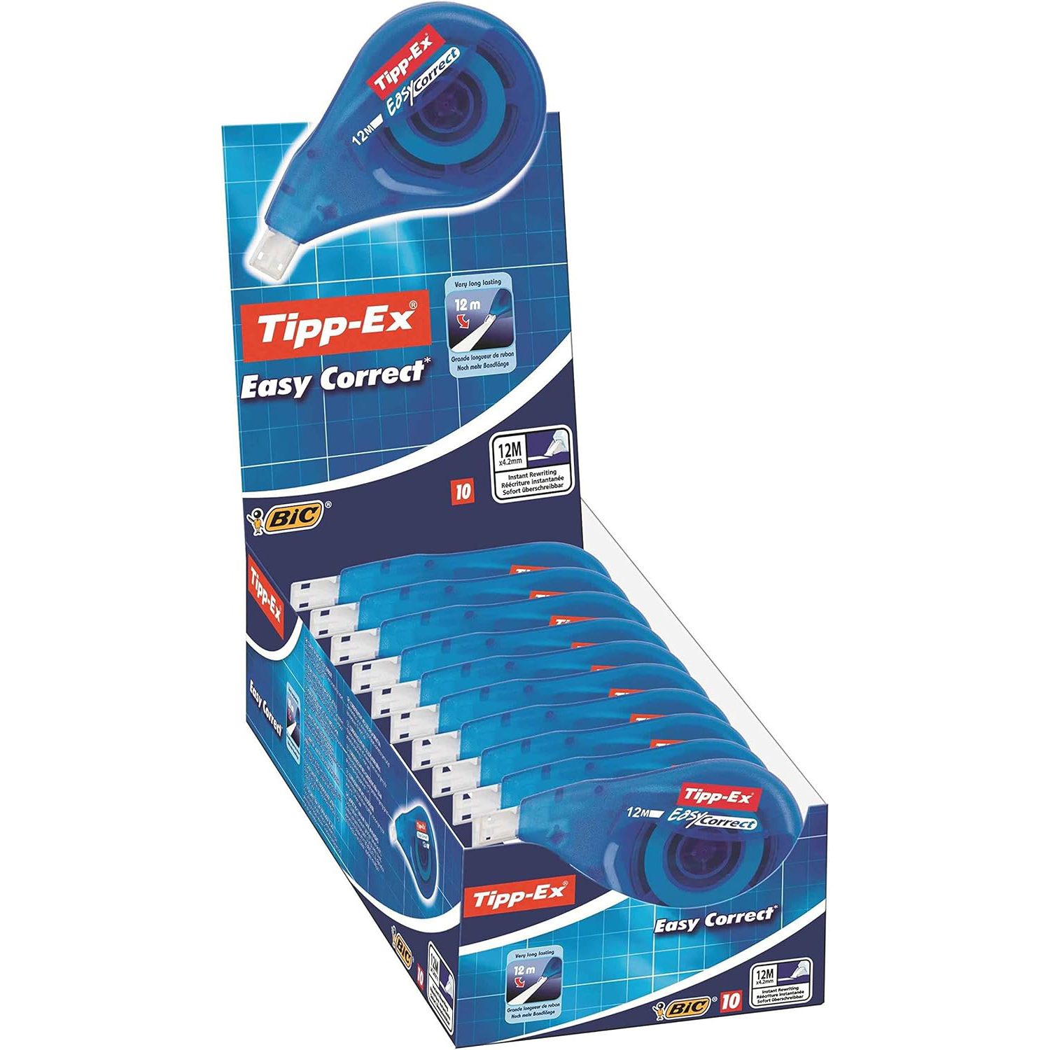 Tipp-Ex Easy Correct Cinta Correctora Blanca - 12mx4,2mm (Caja de 10 Uds.)