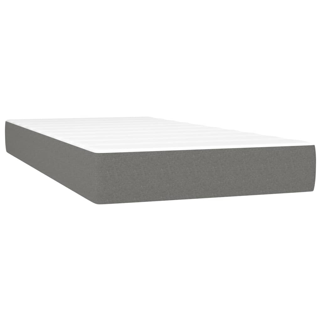 vidaXL Cama box spring con colchón y LED tela gris oscuro 200x200 cm