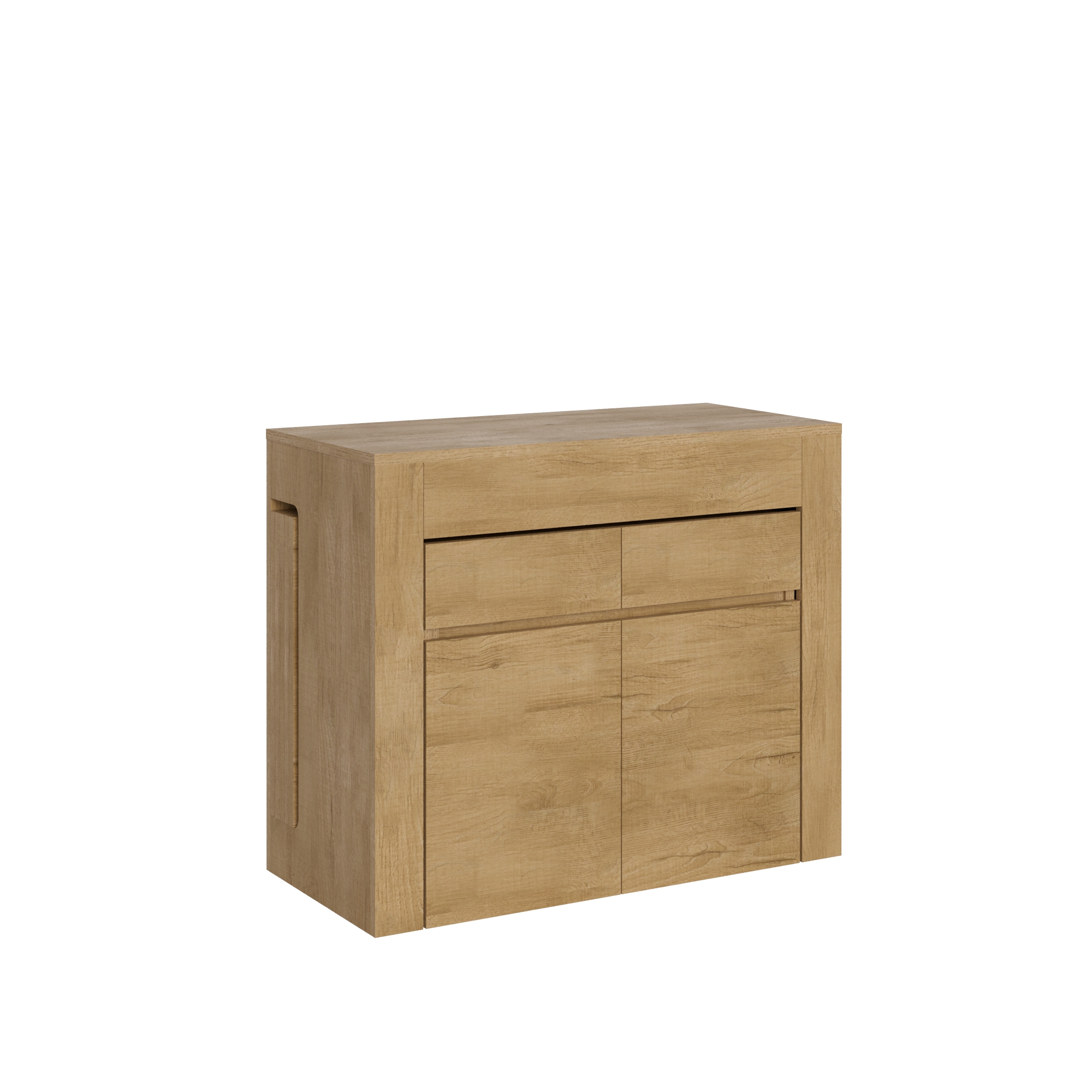 Consola extensible 90x42/302 cm Evolve Roble Nature con banco inferior y superior - Itamoby