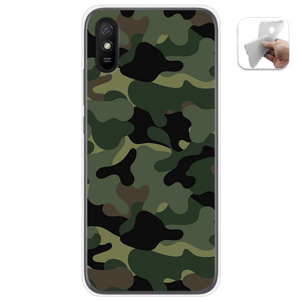 Tumundosmartphone Funda Gel Tpu para Xiaomi Redmi 9A / 9AT diseño Camuflaje Dibujos