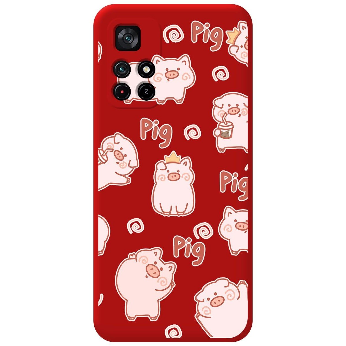 Funda Silicona Líquida Roja para Xiaomi POCO M4 Pro 5G diseño Cerdos Dibujos