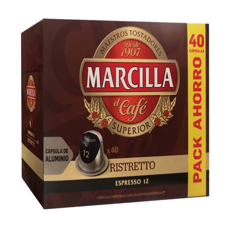 Marcilla - Ristretto Marcilla , 40 cápsulas de aluminio compatibles con Nespresso 8711000386323