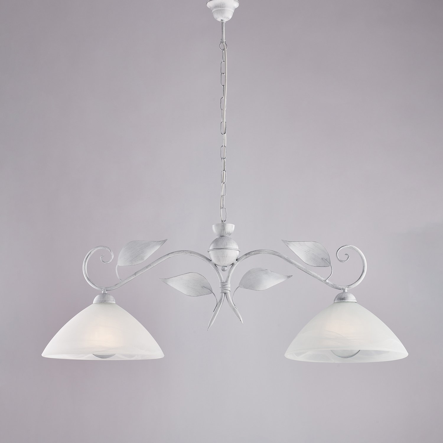 Clásico Barbell 2 Luces Hierro sopado y Vidrio Blanco y Plata