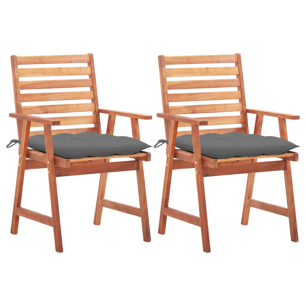 vidaXL Sillas comedor de jardín 2 uds madera maciza de acacia y cojines