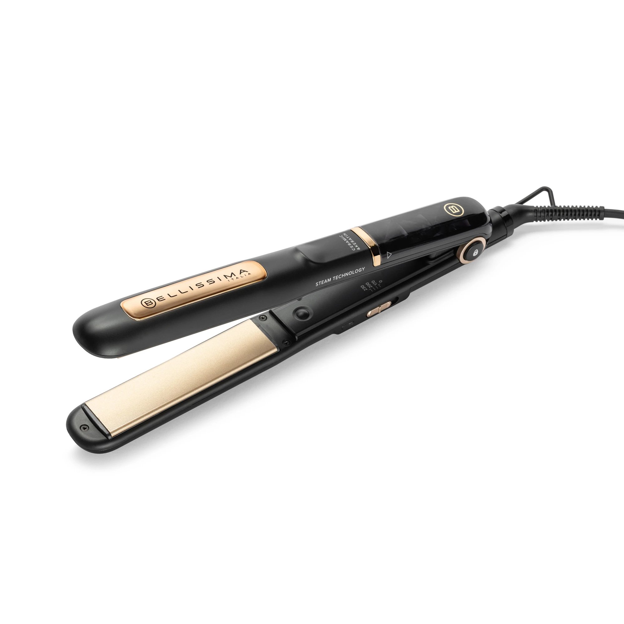 Plancha de pelo cerámica y keratina Temperatura (máx) 230ºC BELLISSIMA 11915 | Cabello rizado, encrespado o rebelde, Temperaturas 3, Negro, Oro