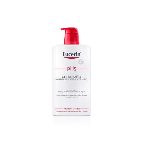 Gel de Baño Eucerin pH5 para Piel Sensible y Seca, Limpieza Suave sin Jabón Alcalino 1000 ml