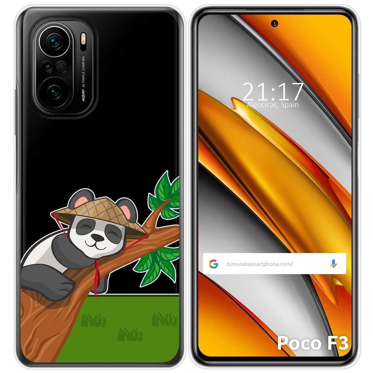 Tumundosmartphone Funda Gel Transparente para Xiaomi POCO F3 5G / Mi 11i 5G diseño Panda Dibujos