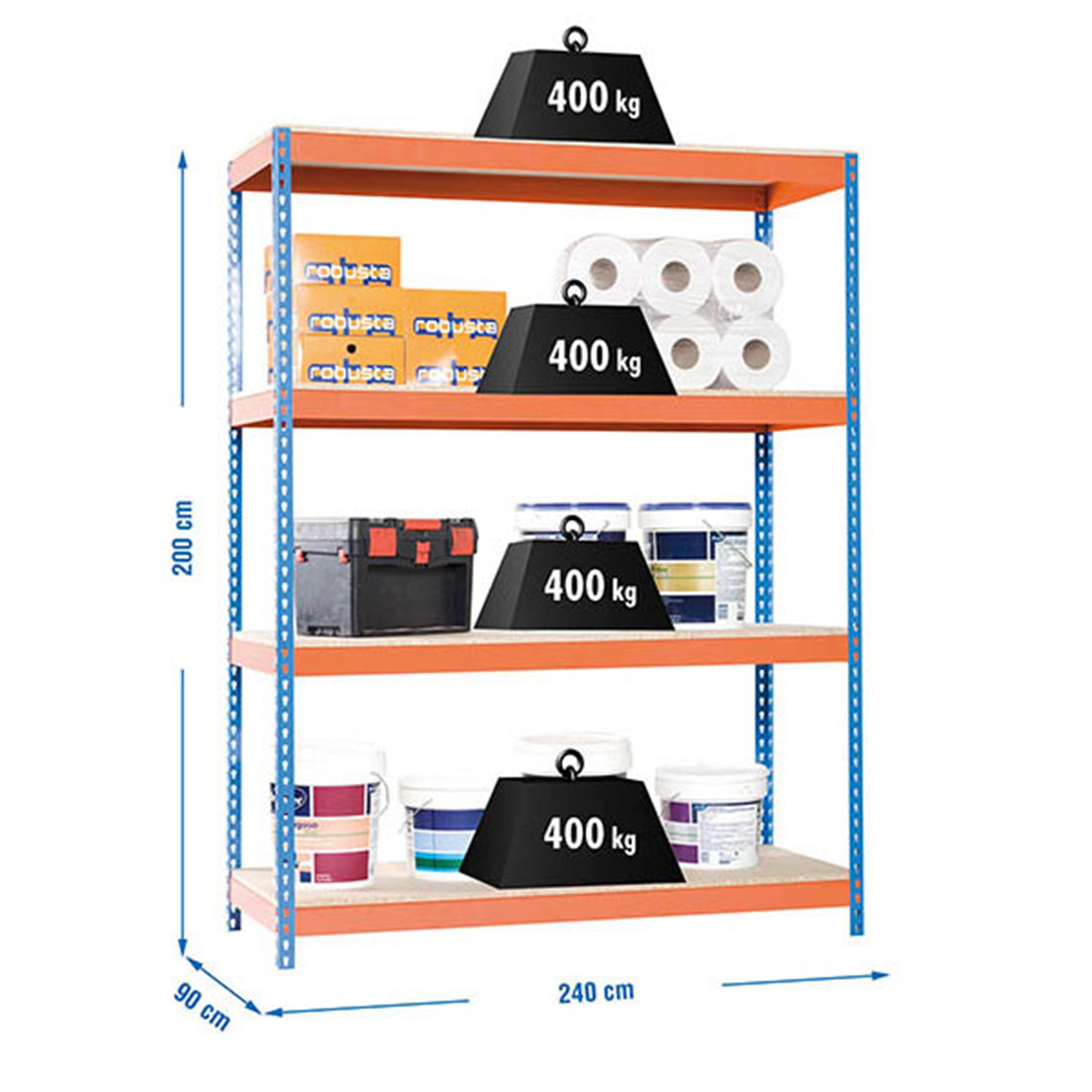 Estantería SIMONRACK Simonforte 2409-4 chipboard azul/naranja/mader