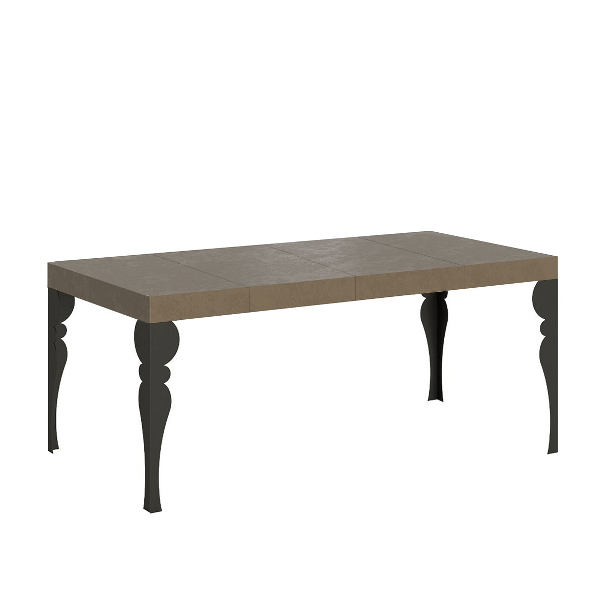 Mesa extensible Paxon Premium 90/246x90 cm en gris tórtola con patas antracita - Itamoby