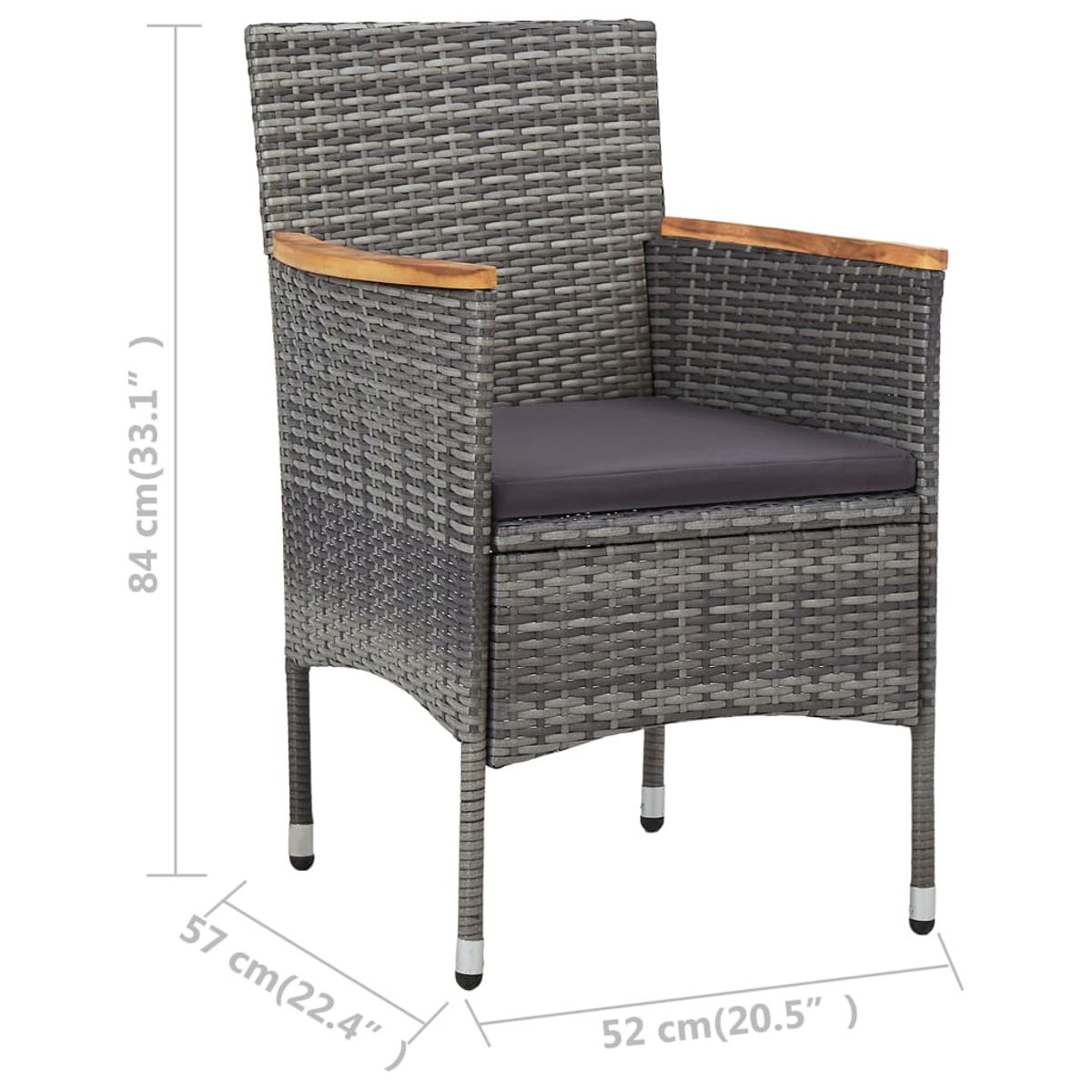 Conjunto de jardín VidaXL 2 sillones+1 mesita de ratán