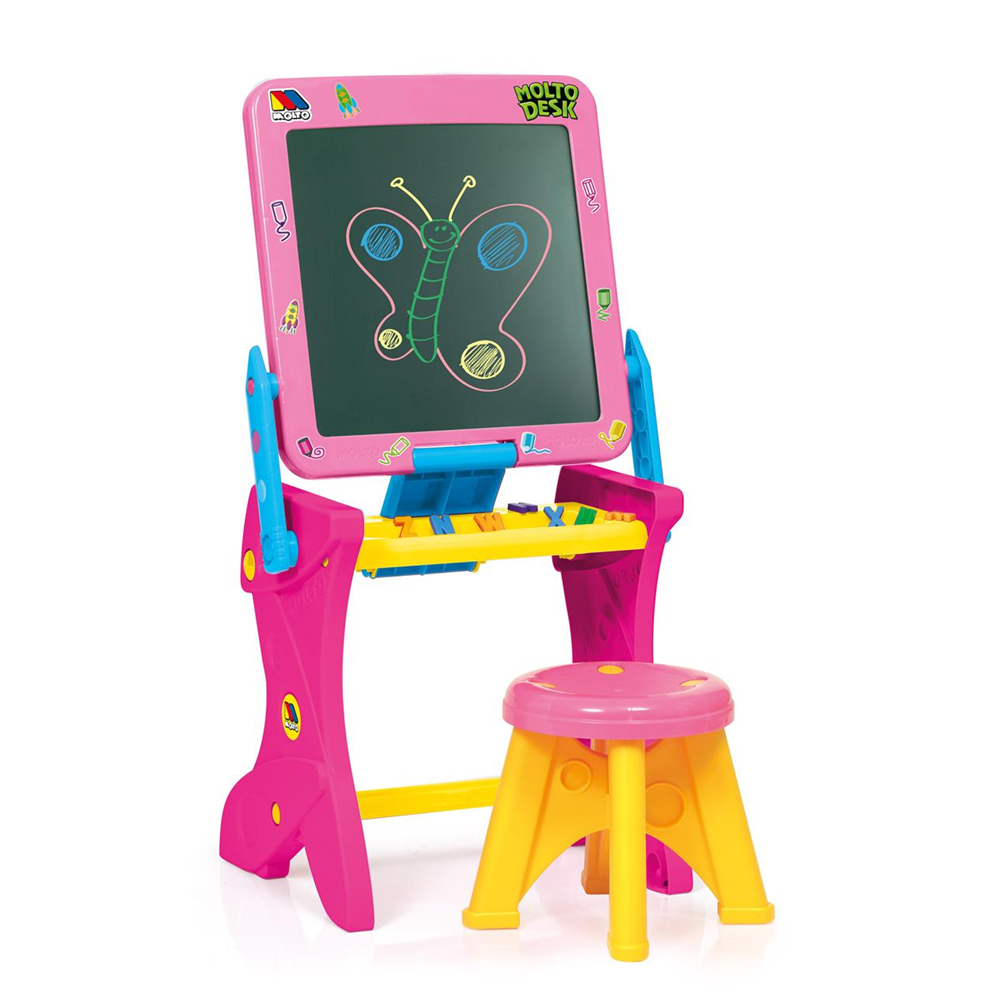 Pupitre pizarra rosa con 16 accesorios 90 cm (Molto 11072)