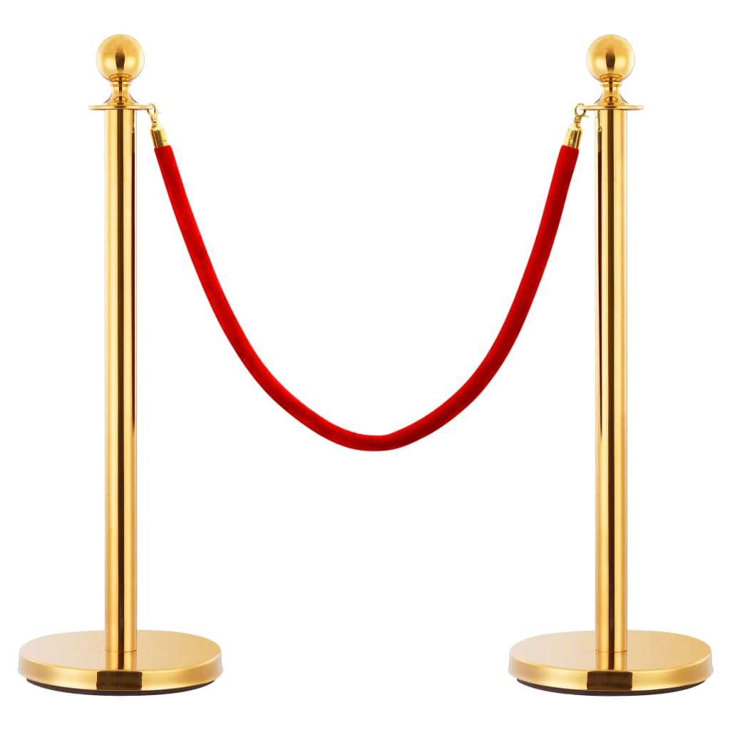 vidaXL Barrera Portátil Colas VIP 3 Piezas Acero Inoxidable Dorado Señal Aviso Color Dorado,  Plateado, y mas