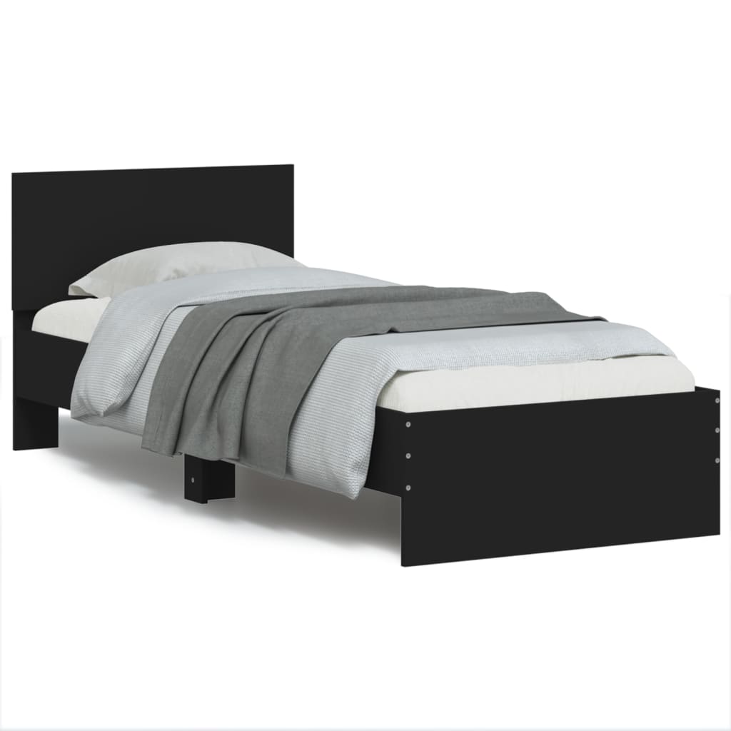 vidaXL Estructura cama con cabecero madera ingeniería negro 90x200 cm