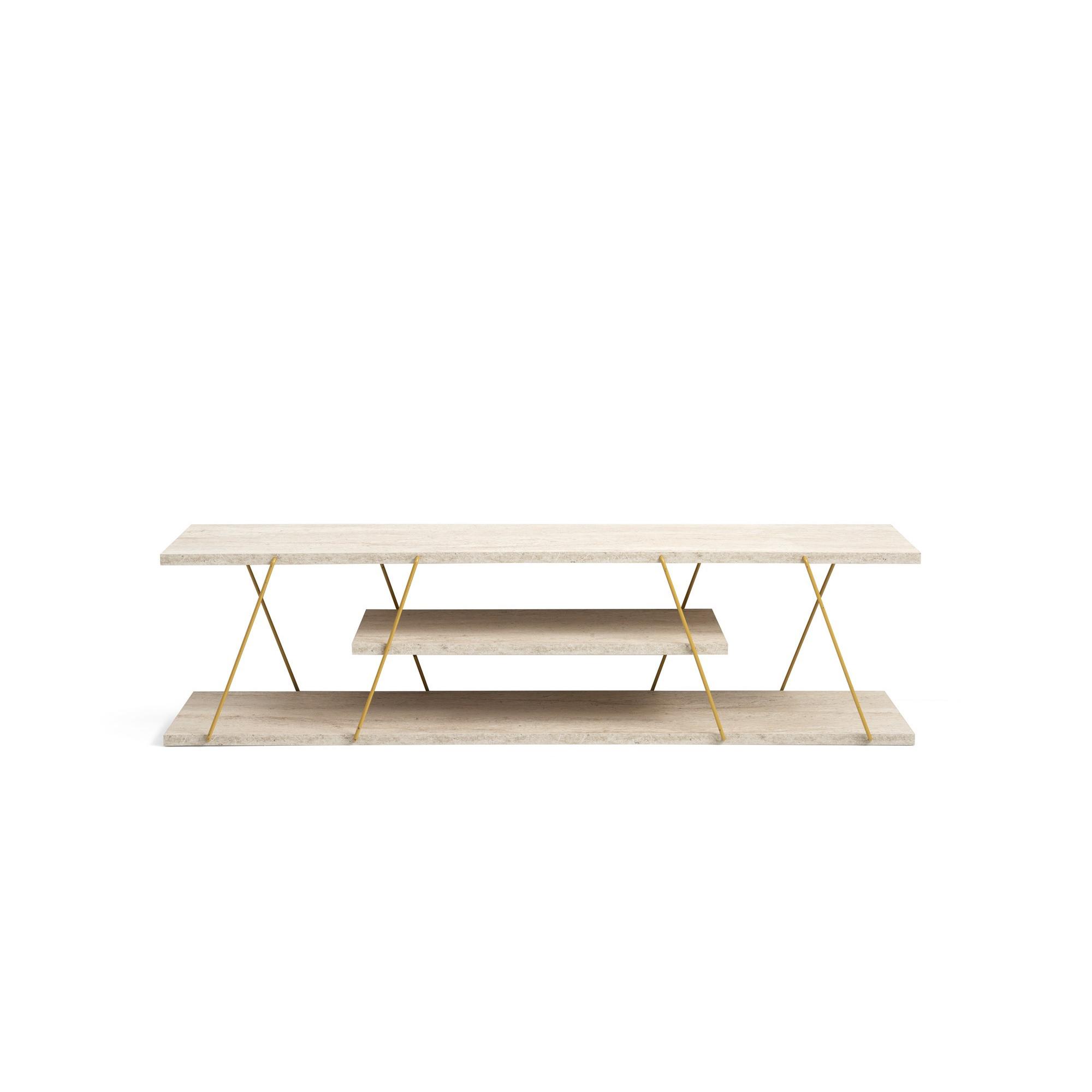 Habitat y Jardin - Soporte de TV de madera "Canaz" - 120 x 30 x 33 cm - Travertino