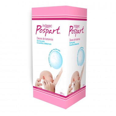 Indas - Discos absorbentes lactancia de algodón 30 uds. extra suaves, transpirables y con adhesivo para sujeción eficaz sin irritaciones