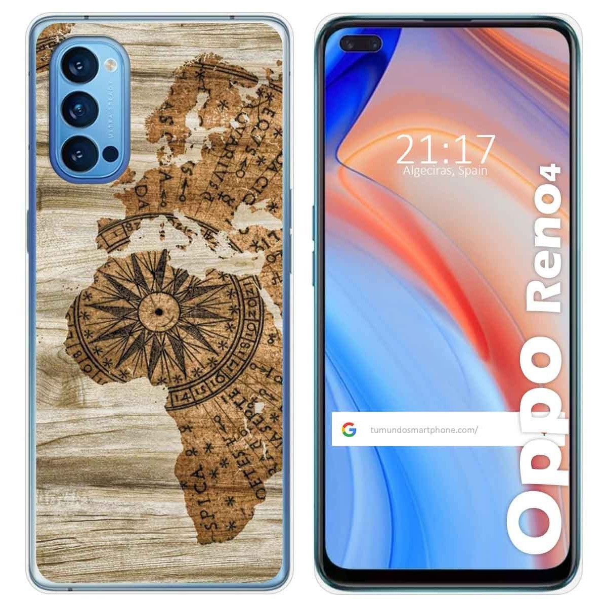 Tumundosmartphone Funda Gel Tpu para Oppo Reno 4 5G diseño Madera 07 Dibujos