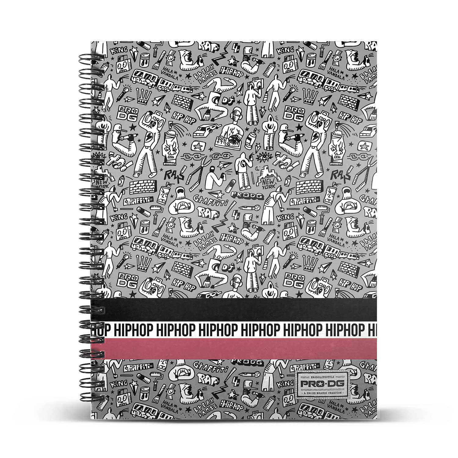 PRO-DG Hip Hop - Cuaderno Espiral A5 Micro Tapa Dura 120h Cuadro 5 mm 6 Tal.