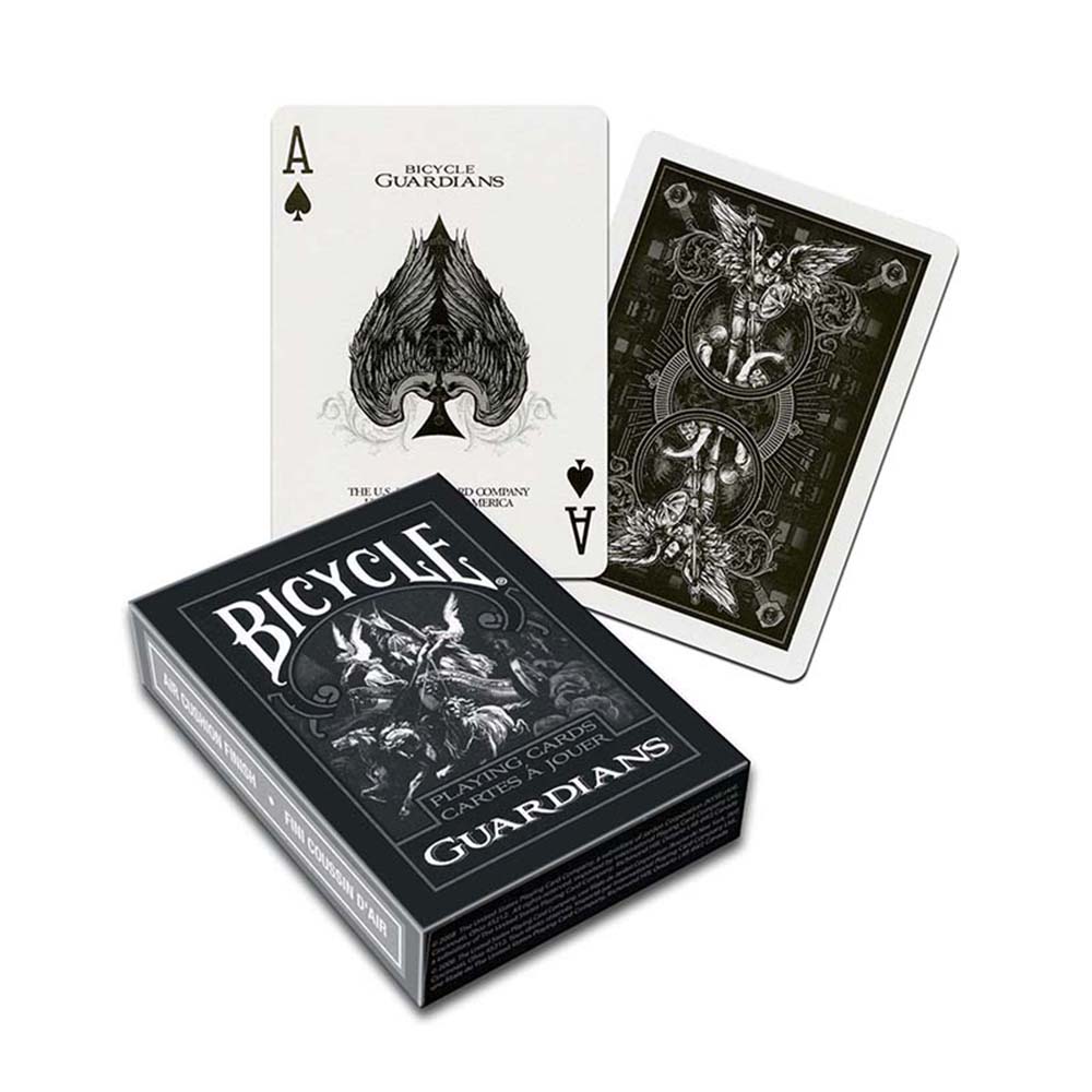 Fournier Bicycle USPCC Baraja poker Guardians Ángeles guardianes Magia Magos Trucos Adultos Acabado especial Oscuro Negro Espectáculo Cardistry Poquer Playa Piscina Camping Noche de fiesta Cartomagia Aprender Fácil Colección Coleccionable