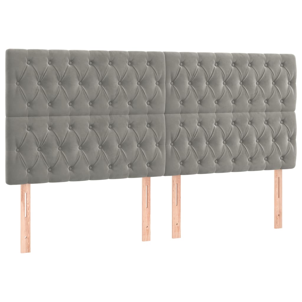 vidaXL Cabecero con luces LED terciopelo gris claro 200x7x118/128 cm