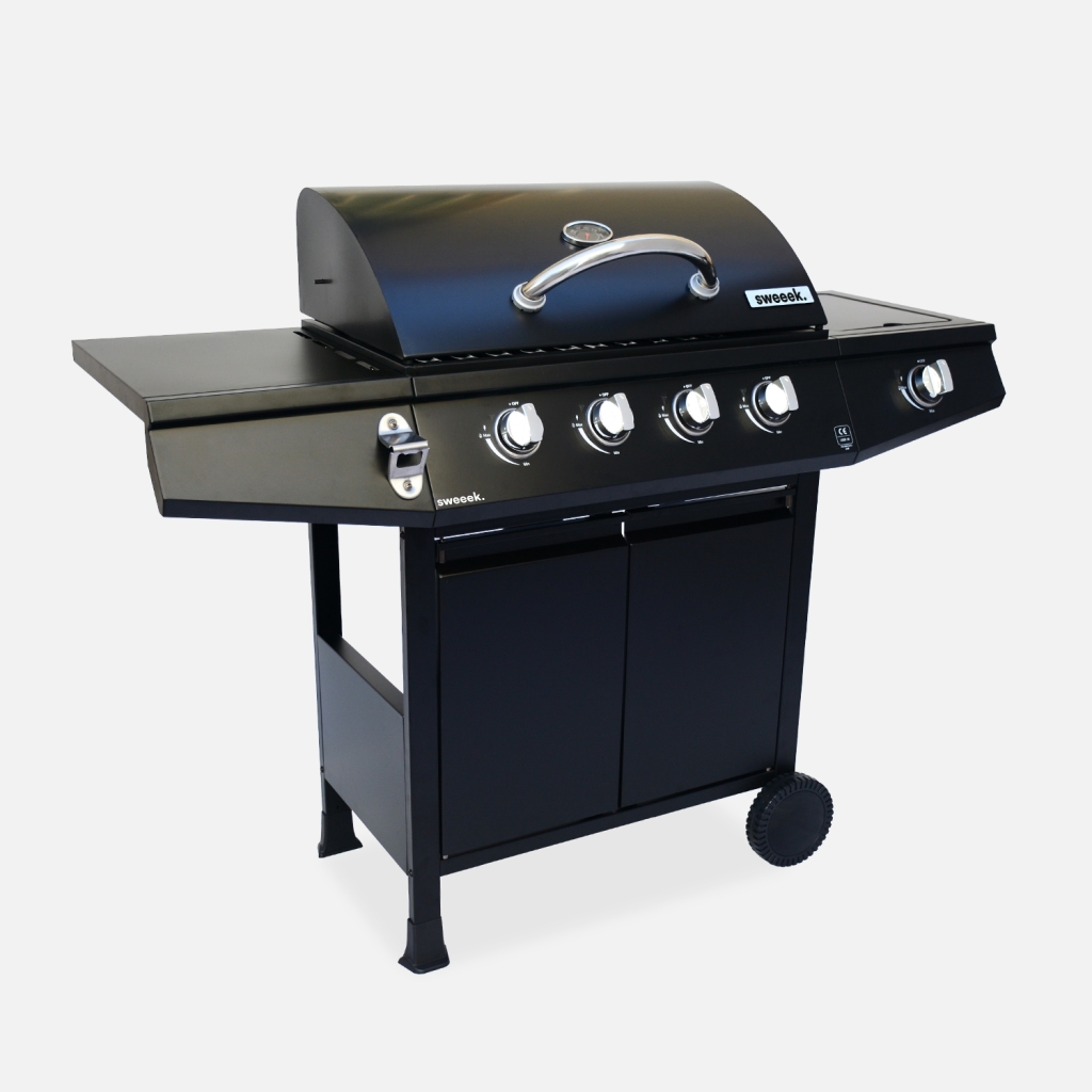 sweeek - Barbacoa de gas de 5 quemadores con 1 quemador lateral , Treville 4 , 125x43x103