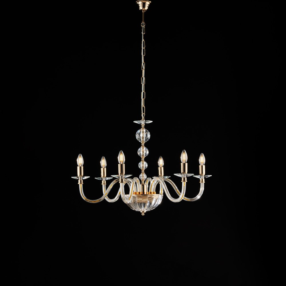 Lámpara Clásica Ruben Crystal Gold 6 Luces E14