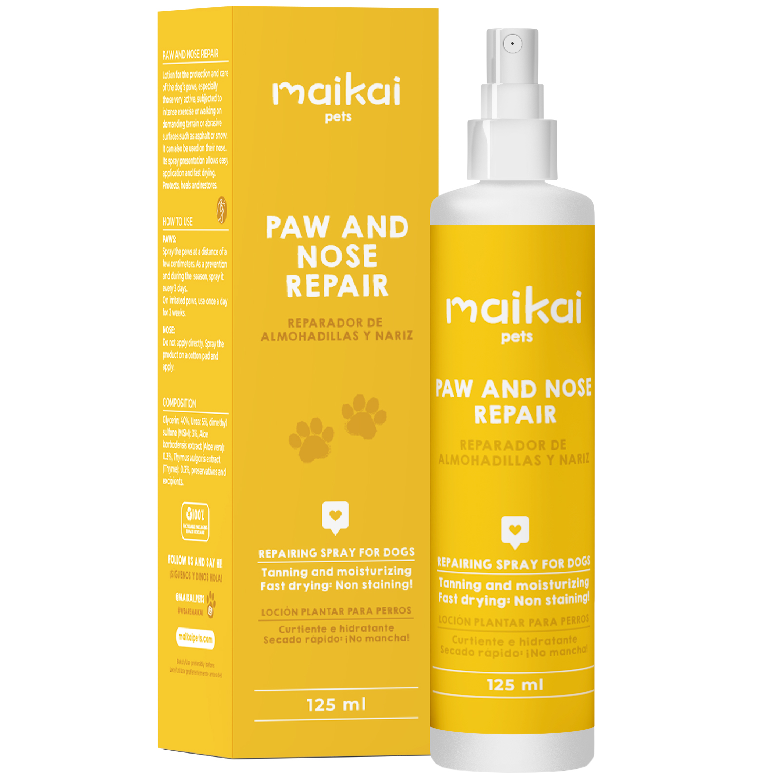 MAIKAI PETS - Spray Protector Almohadillas Perros 125ml | Hidratación Inmediata