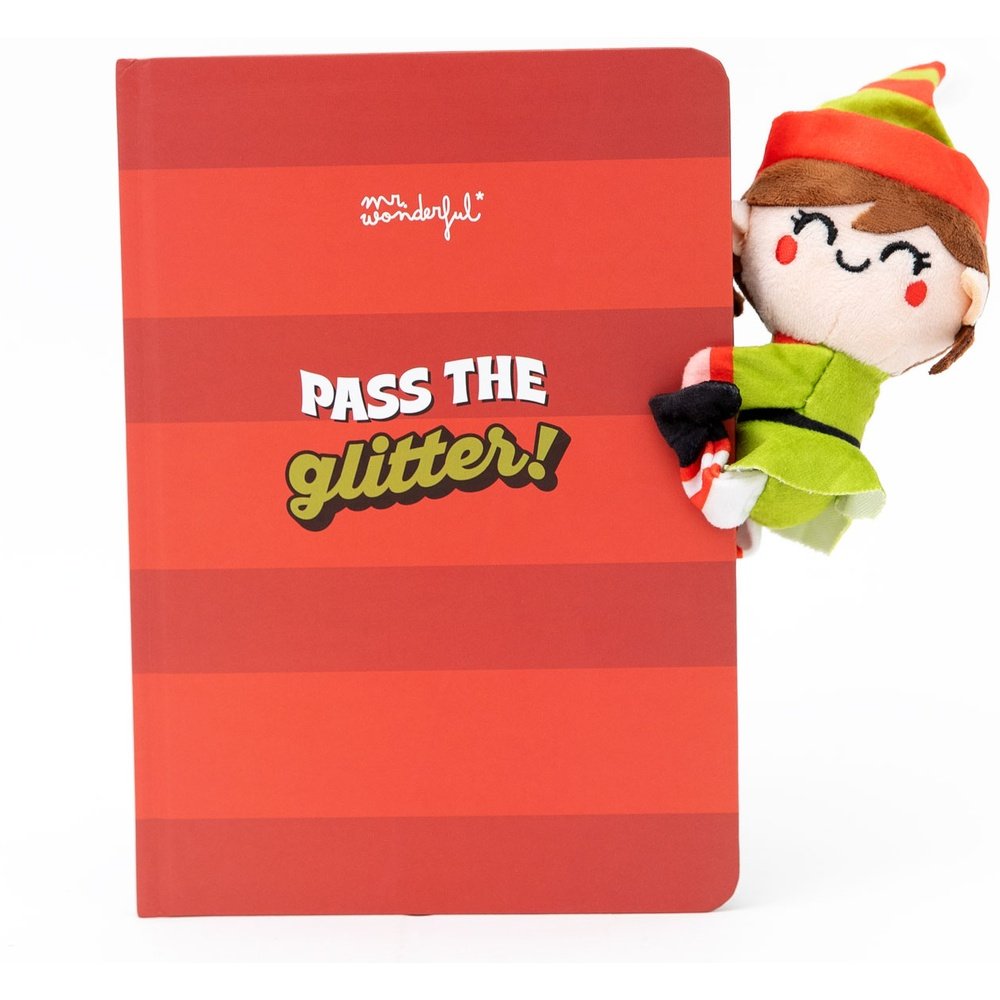 MR LIBRETA A5 CON PELUCHE ELFA PASS THE GLITTER NAVIDAD 20x3x21 Cms.