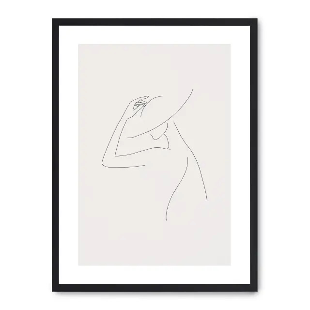 Cuadro woman line art xii 30x40cm, Póster impreso en papel de primera calidad de 180gr, montado sobre marco de madera MDF acabado en negro., Arte - Dibujo de línea
