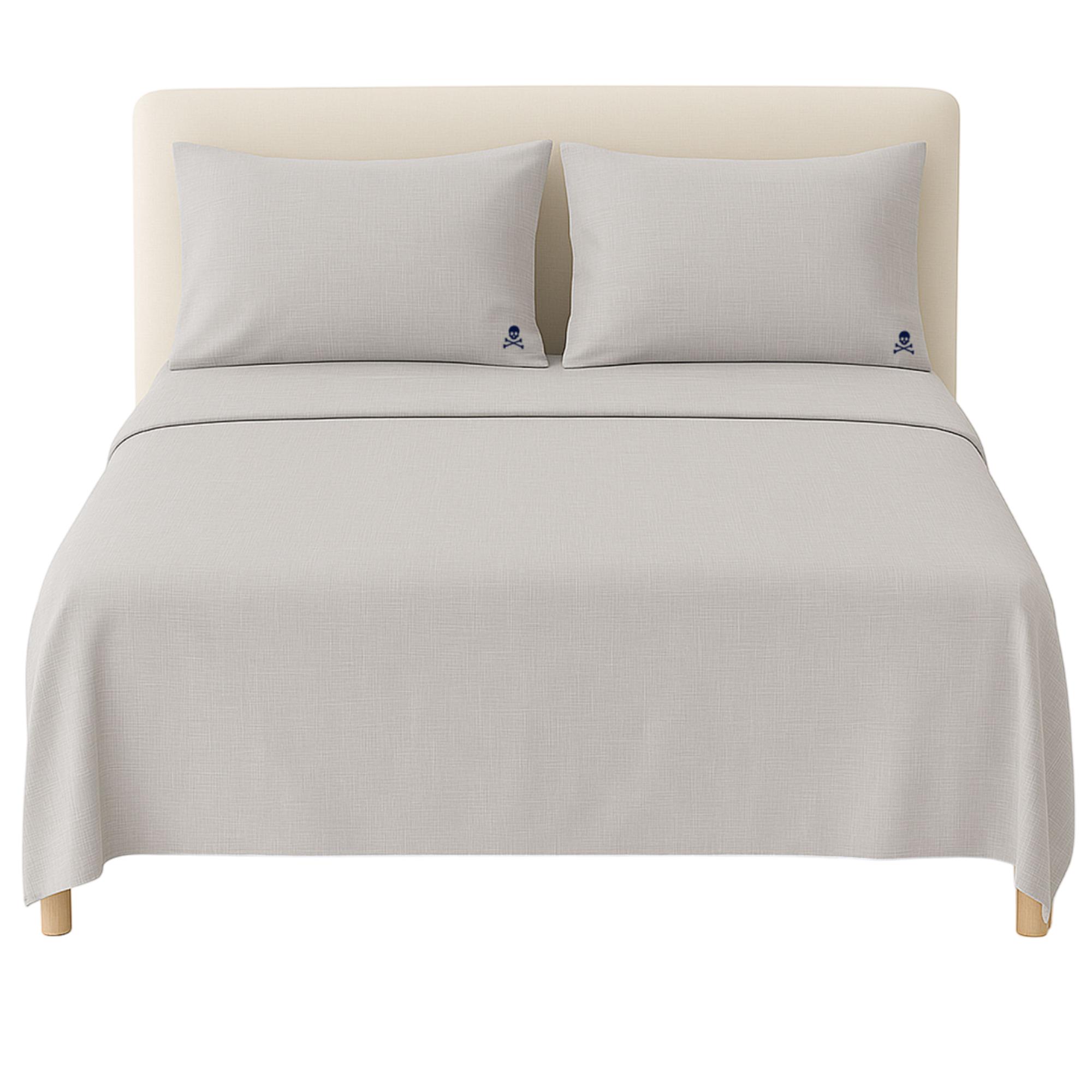 Scalpers Home Juego de sábanas gris de algodón, tamaño encimera 270x280cm y fundas de almohada 50x105cm