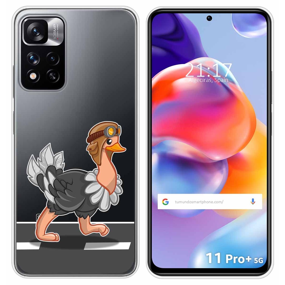 Funda Silicona Transparente para Xiaomi Redmi Note 11 Pro+ Plus 5G diseño Avestruz Dibujos