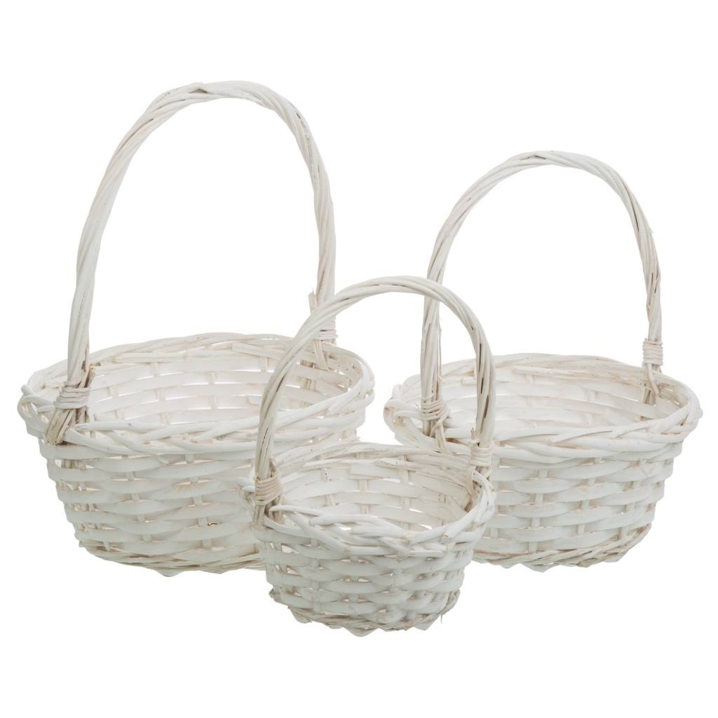 Wonderlust Deco - Cestas de mimbre blanco set 3 pzas 23x23x28-19x19x24-15x15x20h cm Blanco 23x23x28-19x19x24-15x15x20h cm